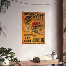 Load image into Gallery viewer, Motorcycle Races Vintage Fine Art Poster — Reading Fair Grounds Racing Print